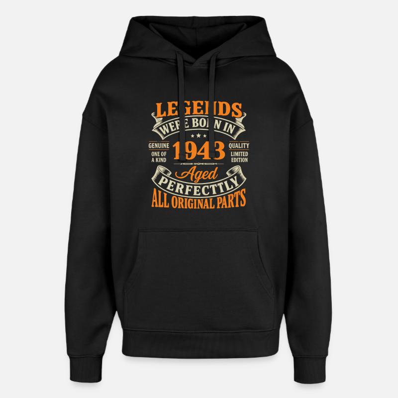 Legenden geboren 1943 – Perfektes Alter - Oversized Unisex Hoodie von Stanley/Stella - Schwarz