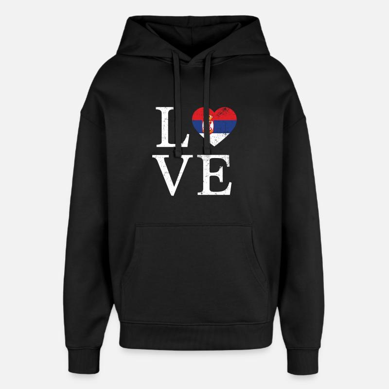 Avec amour la Serbie - Sweat à capuche unisexe Stanley/Stella Oversized - noir