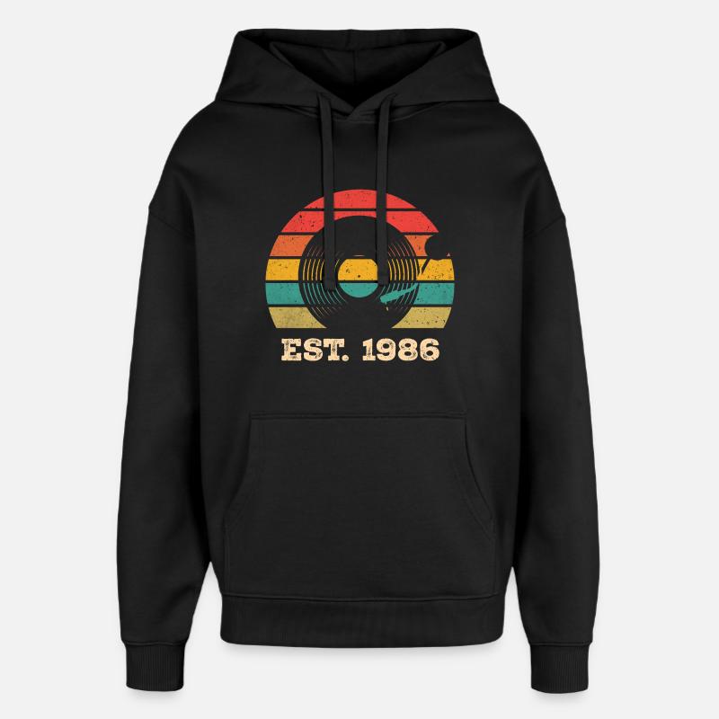 Millésime 1986 - Sweat à capuche unisexe Stanley/Stella Oversized - noir