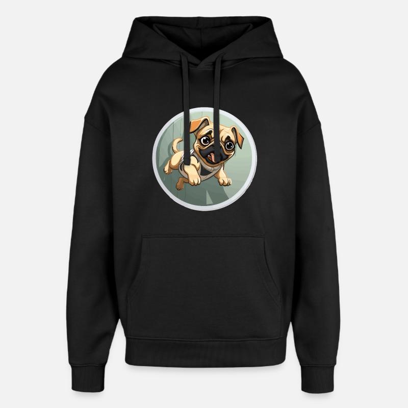 Quiekender Pug Sprinter - Oversized Unisex Hoodie von Stanley/Stella - Schwarz