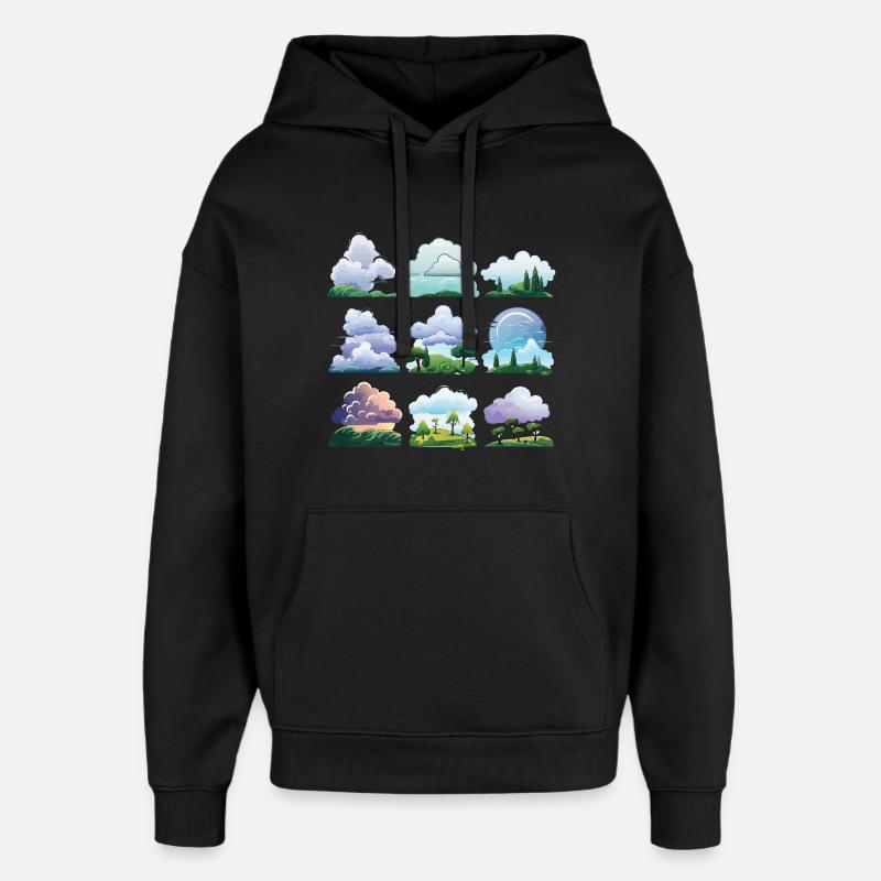 Ensemble de dessins animés Cloudscapes - Sweat à capuche unisexe Stanley/Stella Oversized - noir