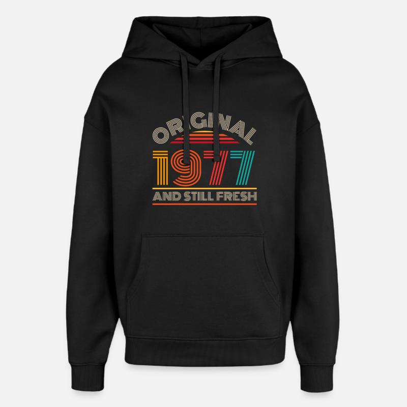 Millésime 1977 - Sweat à capuche unisexe Stanley/Stella Oversized - noir