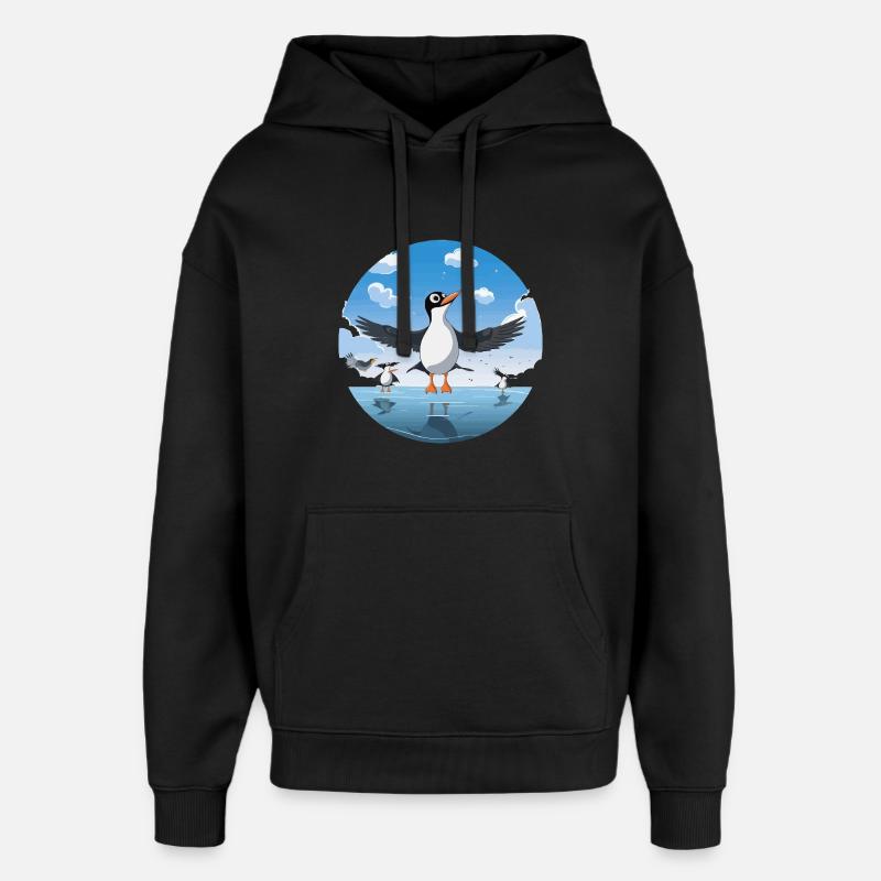 Pinguin Kreis am Eissee - Oversized Unisex Hoodie von Stanley/Stella - Schwarz