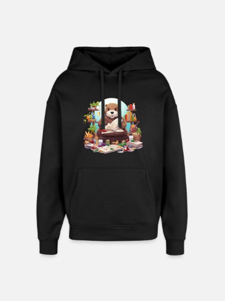 Lesender Otter im Leseabenteuer - Oversized Unisex Hoodie von Stanley/Stella - Schwarz