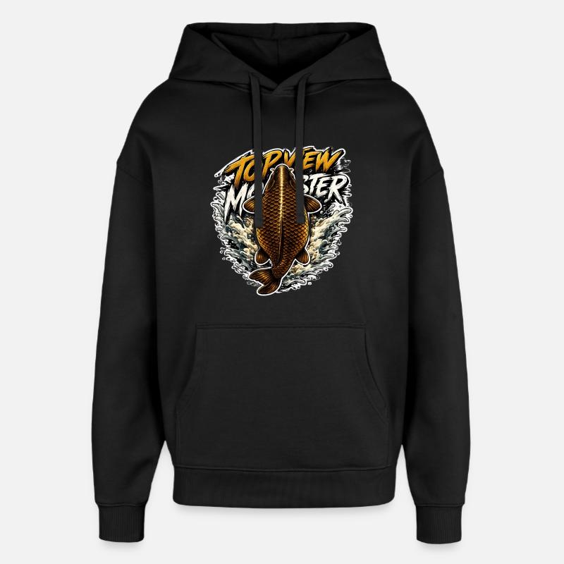 Draufsicht Karpfen-Spritzfischen-Design - Oversized Unisex Hoodie von Stanley/Stella - Schwarz