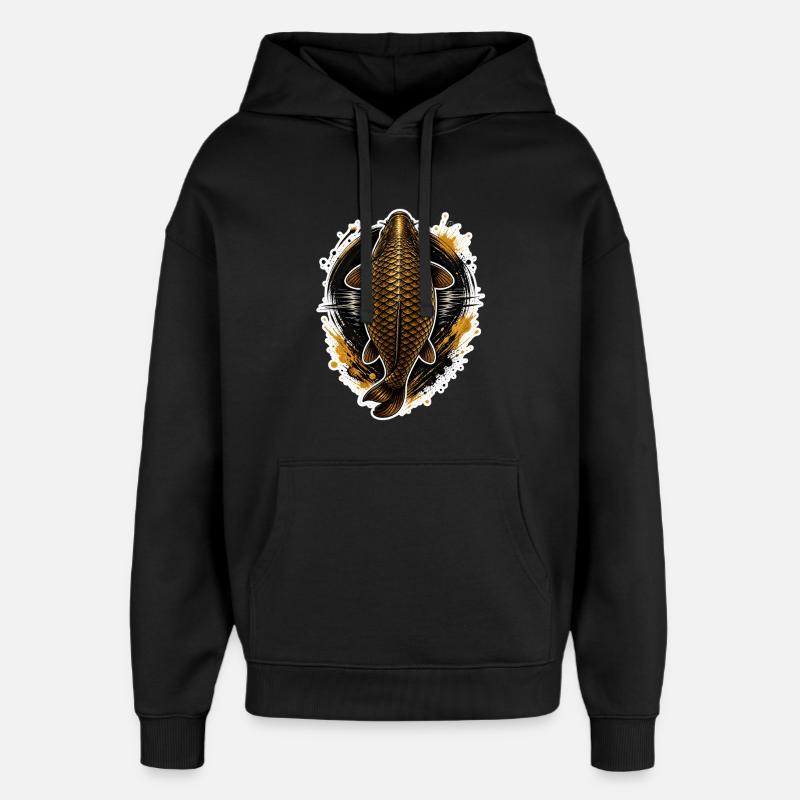 Golden Carp Top View Premium-Angeldesign - Oversized Unisex Hoodie von Stanley/Stella - Schwarz