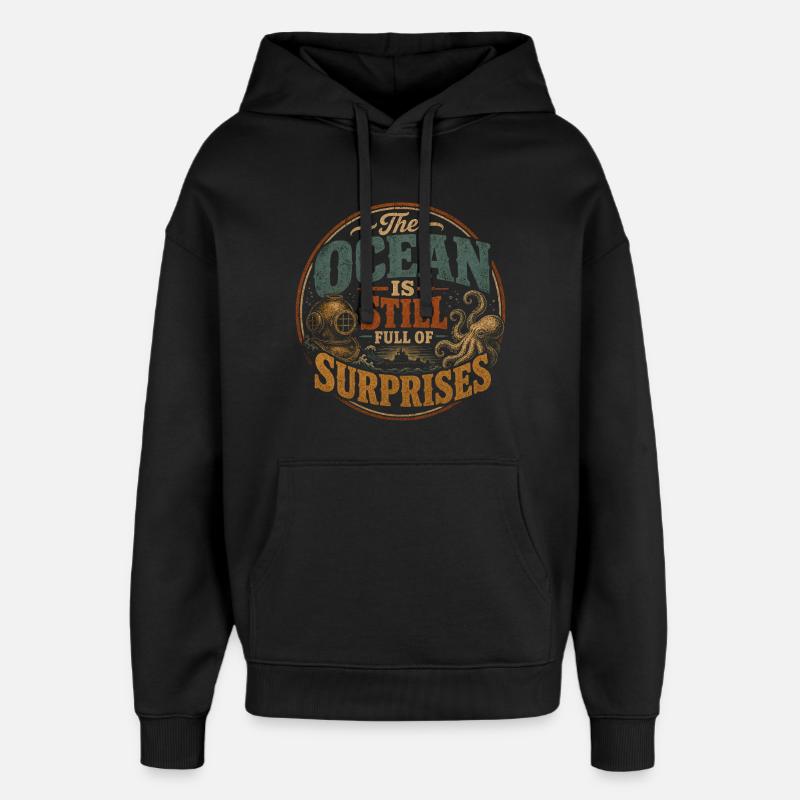 L’océan est plein de secrets - Sweat à capuche unisexe Stanley/Stella Oversized - noir
