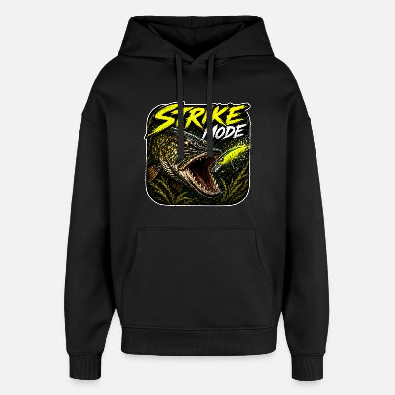 Strike-Mode Hechtfischerei-Design - Oversized Unisex Hoodie von Stanley/Stella - Schwarz