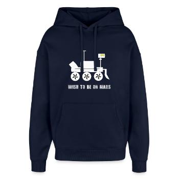 Motif du rover de souhait martien - Sweat à capuche unisexe Stanley/Stella Oversized - marine - Devant - AI Model Female 172 light (172cm) & AI Model Male 185 light (185cm)