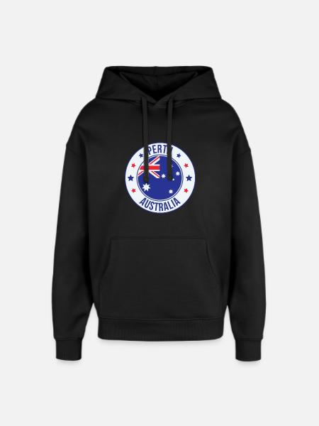 Perth Australia Round Flag Abzeichen - Oversized Unisex Hoodie von Stanley/Stella - Schwarz