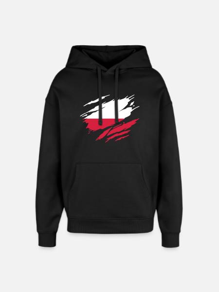 Poland Polish Flag Polish - Oversized Unisex Hoodie by Stanley/Stella - black
