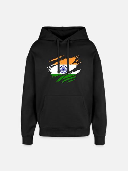 Inde Drapeau Indien Indienne - Sweat à capuche unisexe Stanley/Stella Oversized - noir