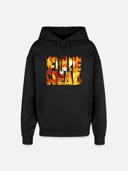 Lettrage feuerkopf en flammes - Sweat à capuche unisexe Stanley/Stella Oversized - noir