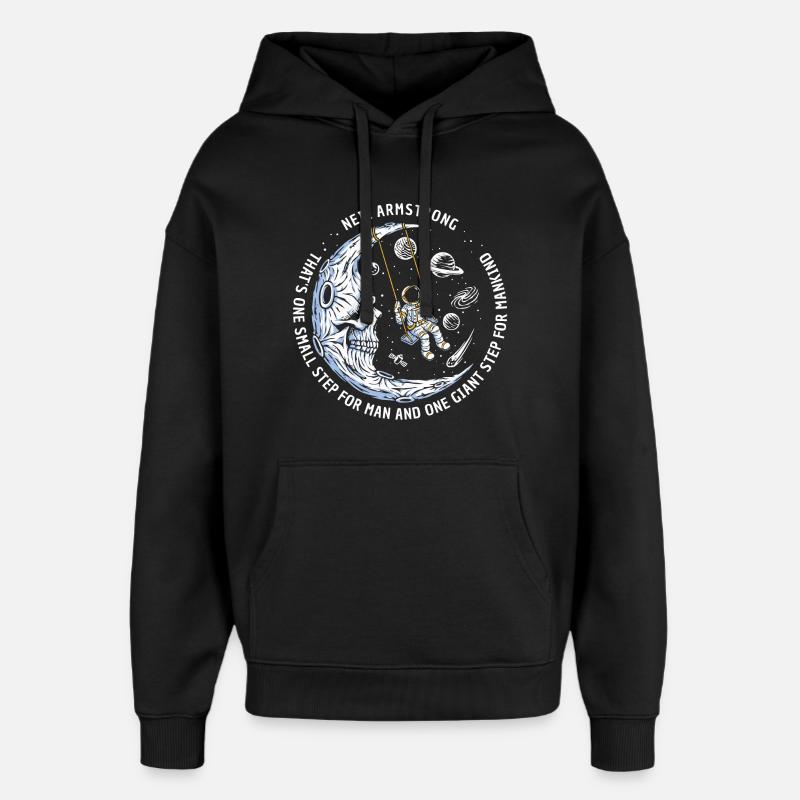 lune astronautes étoiles spatiales - Sweat à capuche unisexe Stanley/Stella Oversized - noir