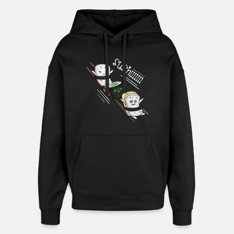 Traîneau à sushis - Sweat à capuche unisexe Stanley/Stella Oversized - noir