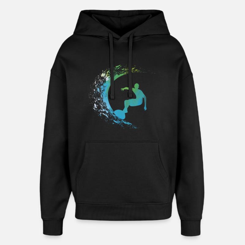 Surf Surfer  - Sweat à capuche unisexe Stanley/Stella Oversized - noir