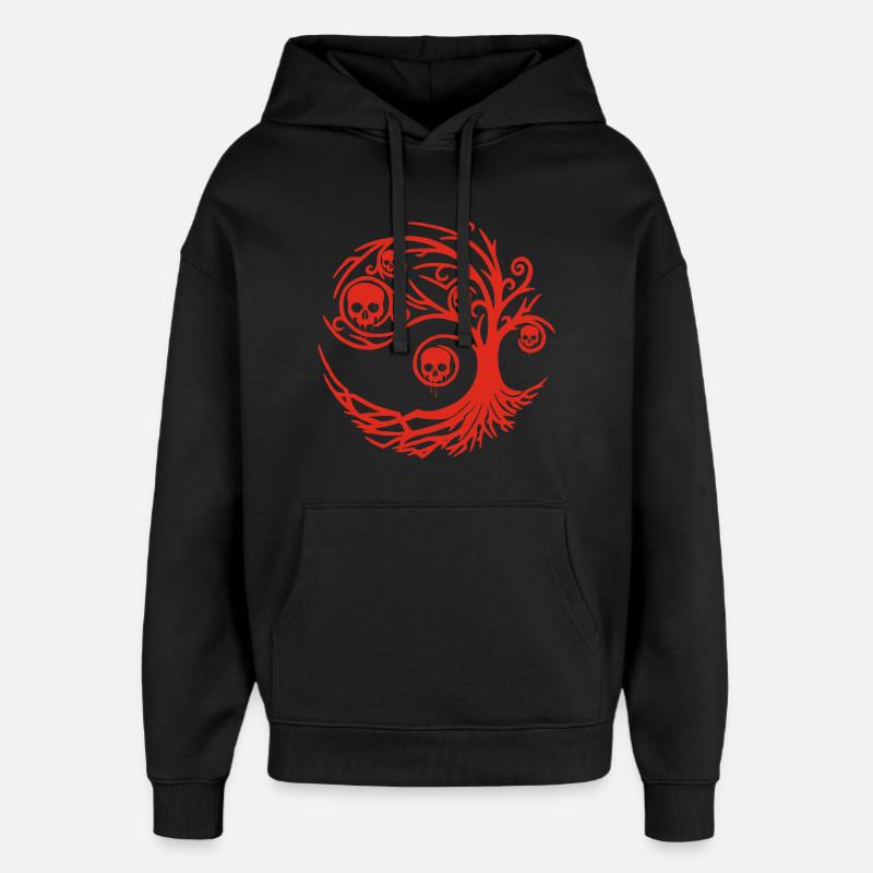 Arbre rouge aux crânes - Sweat à capuche unisexe Stanley/Stella Oversized - noir