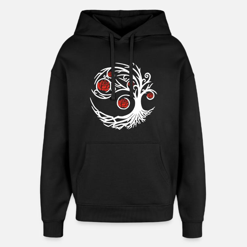 Rosier blanc étrange - Sweat à capuche unisexe Stanley/Stella Oversized - noir