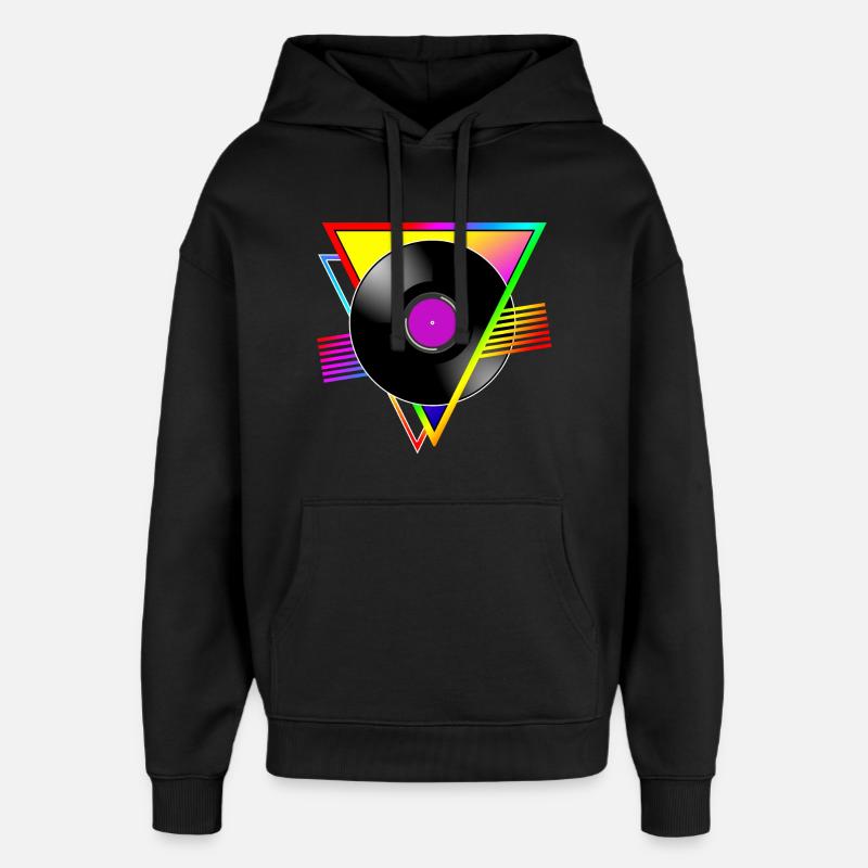 VINYLE RÉTRO - Sweat à capuche unisexe Stanley/Stella Oversized - noir