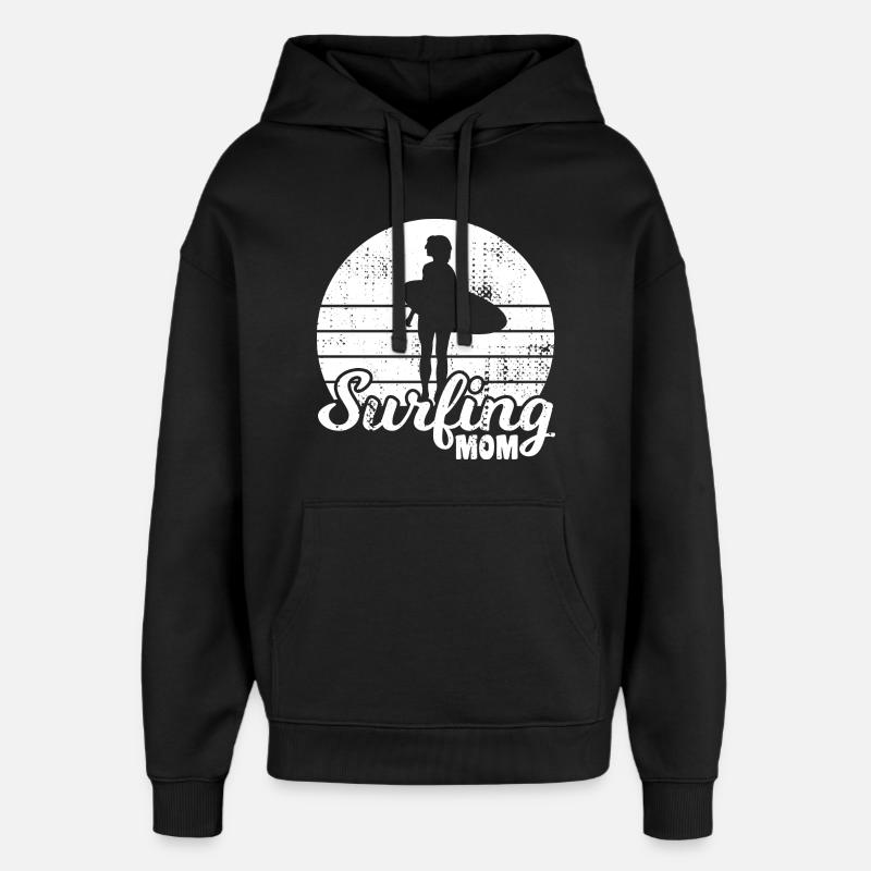 Maman surfeuse - Sweat à capuche unisexe Stanley/Stella Oversized - noir