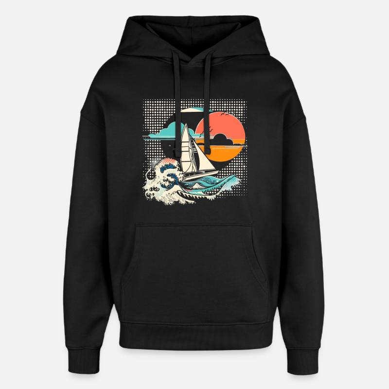 Dessin animé sur la voile - Sweat à capuche unisexe Stanley/Stella Oversized - noir