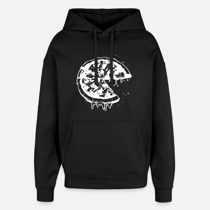 Dessin de pizza - Sweat à capuche unisexe Stanley/Stella Oversized - noir