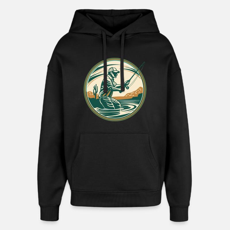 Illustration de pêche - Sweat à capuche unisexe Stanley/Stella Oversized - noir