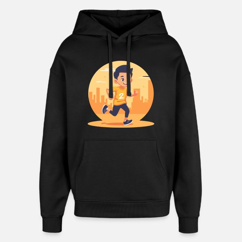 Marathon Junge Grafik - Oversized Unisex Hoodie von Stanley/Stella - Schwarz