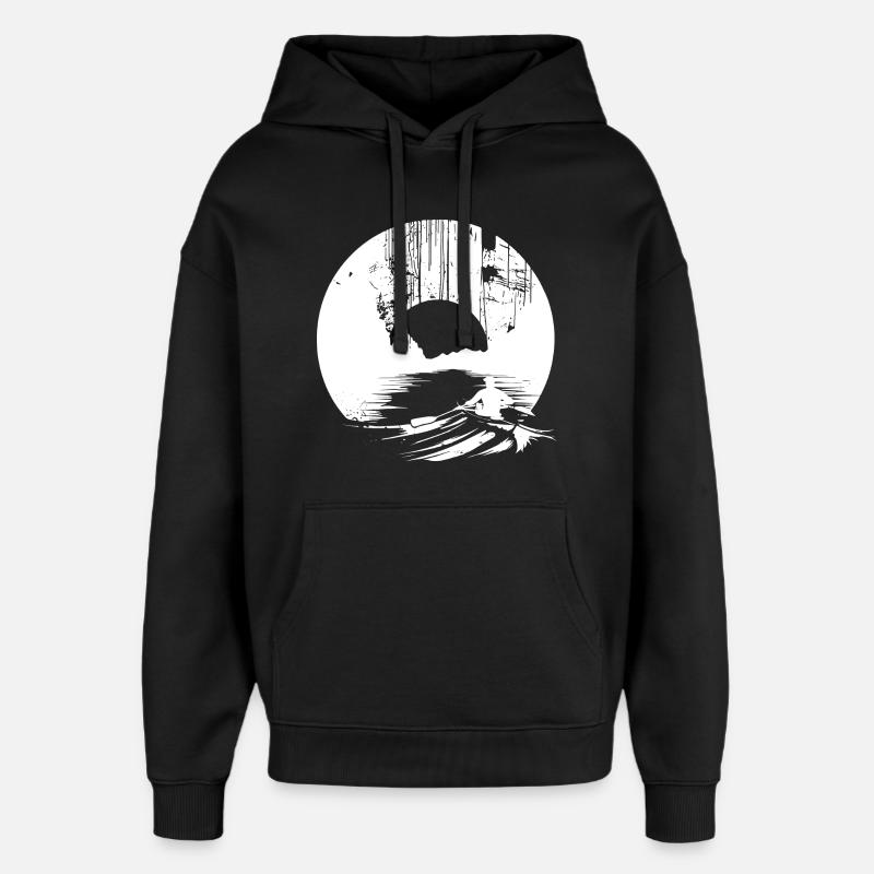 Dessin d’aviron - Sweat à capuche unisexe Stanley/Stella Oversized - noir