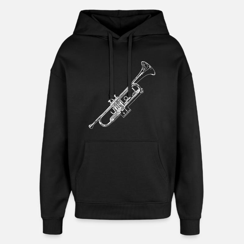 Croquis de trompettes rétro - Sweat à capuche unisexe Stanley/Stella Oversized - noir