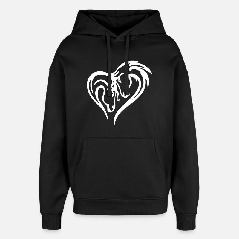 Coeur de cheval (blanc) - Sweat à capuche unisexe Stanley/Stella Oversized - noir