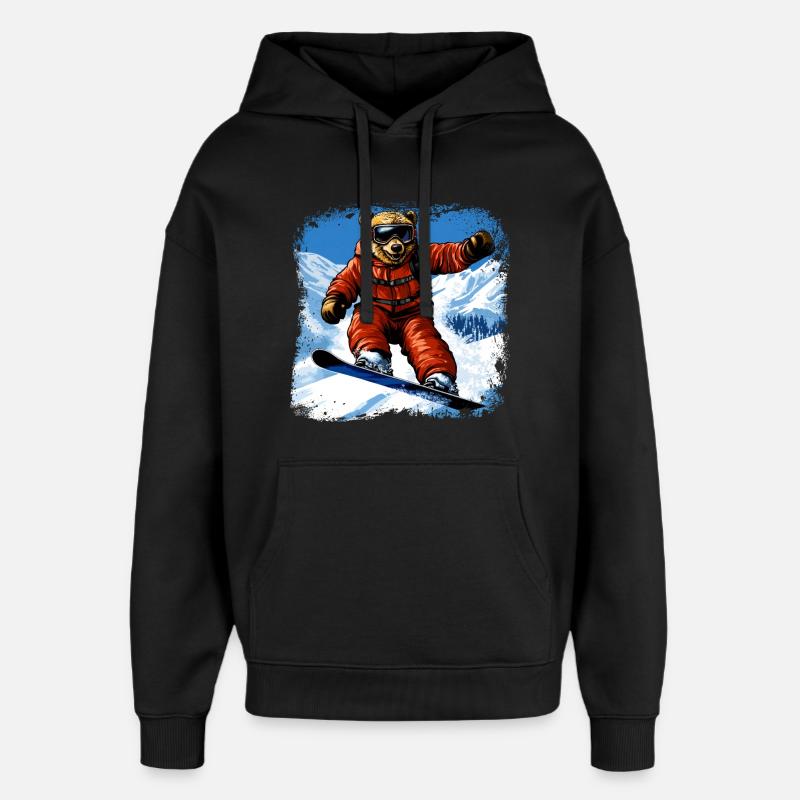 Ours Planche à neige - Sweat à capuche unisexe Stanley/Stella Oversized - noir