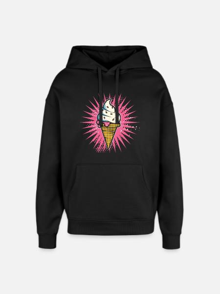 Cream Cartoon Look - Oversized Unisex Hoodie by Stanley/Stella - black
