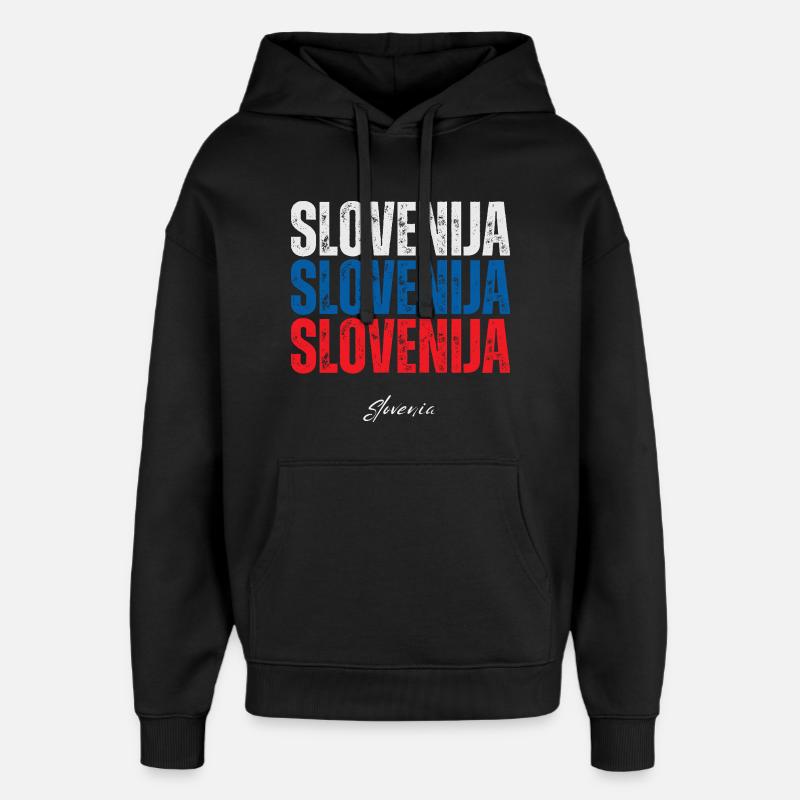 Drapeau de la Slovénie, fierté slovène - Sweat à capuche unisexe Stanley/Stella Oversized - noir