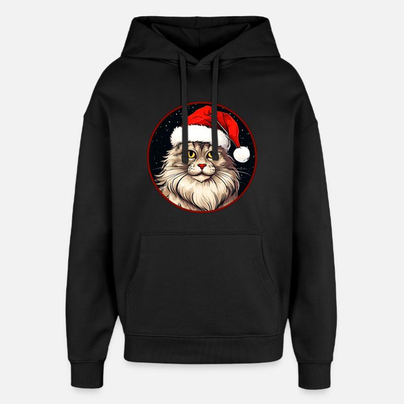 Chats Noël - Sweat à capuche unisexe Stanley/Stella Oversized - noir