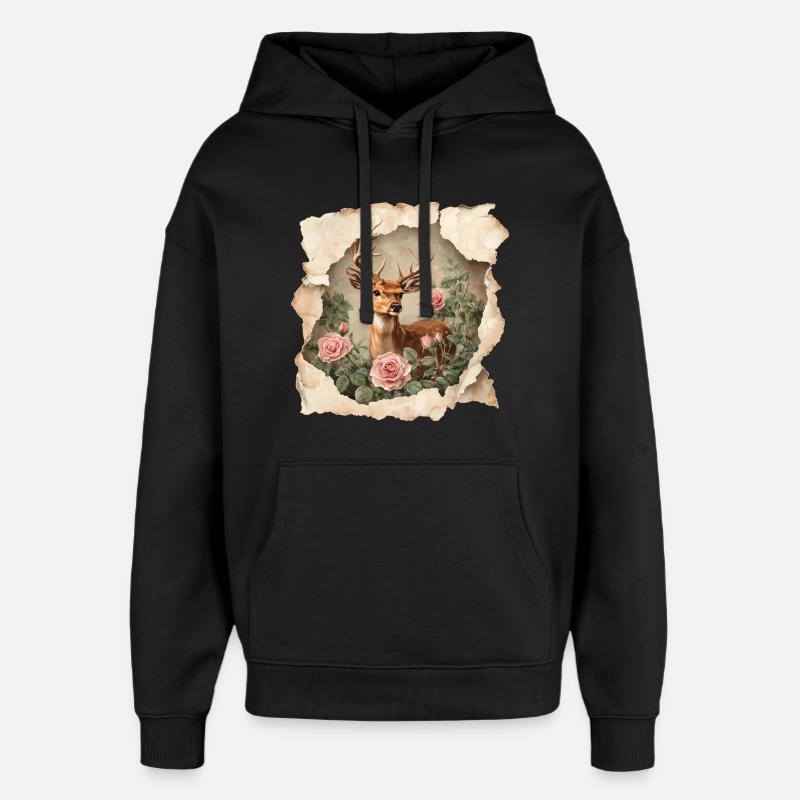 Millésime de cerf - Sweat à capuche unisexe Stanley/Stella Oversized - noir