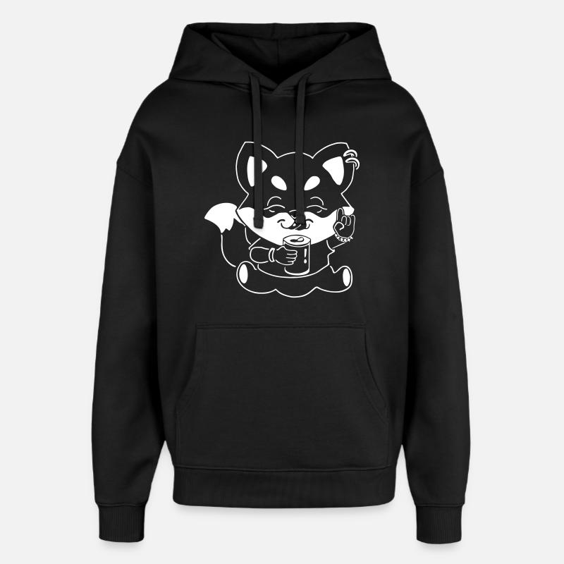 Renard métallique avec canette - Sweat à capuche unisexe Stanley/Stella Oversized - noir
