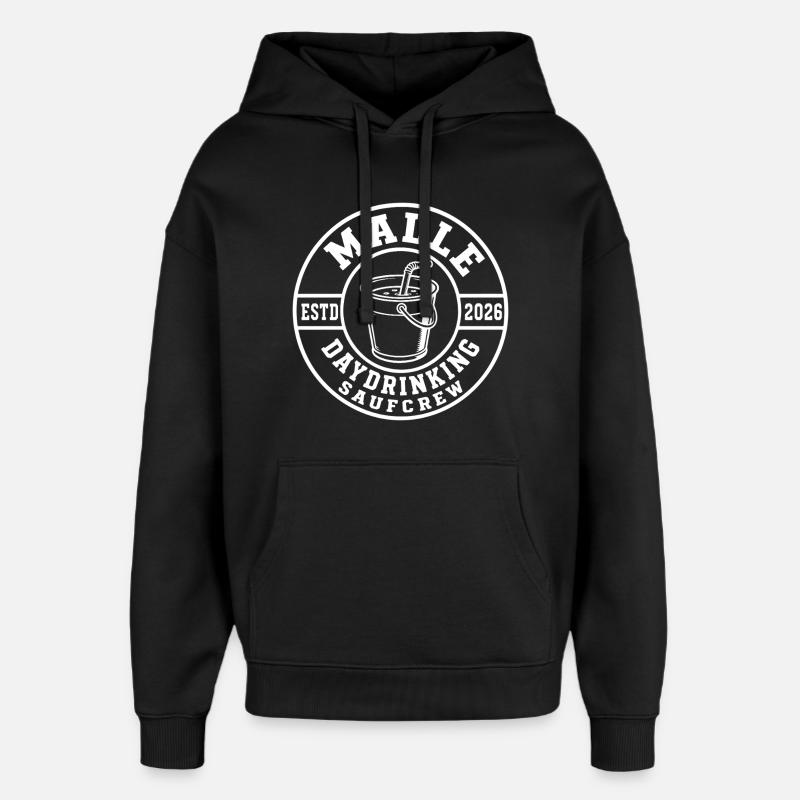 Malle 2026 Daydrinking Sauf Crew - Sweat à capuche unisexe Stanley/Stella Oversized - noir