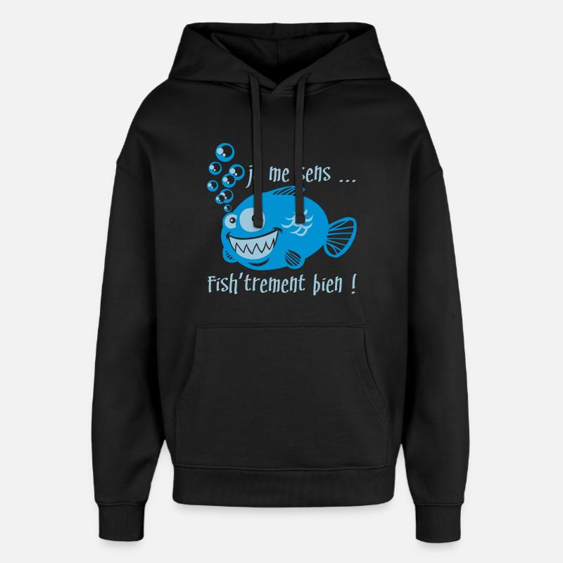 Comme un poisson dans l'eau - Sweat à capuche unisexe Stanley/Stella Oversized - noir