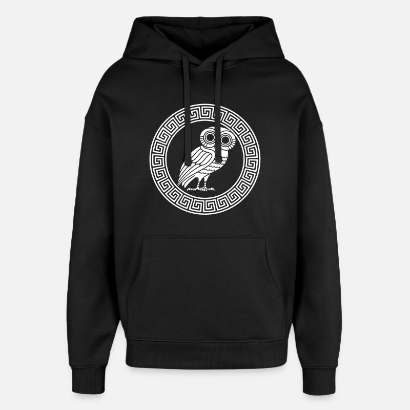Symbole grec du hibou blanc - Sweat à capuche unisexe Stanley/Stella Oversized - noir