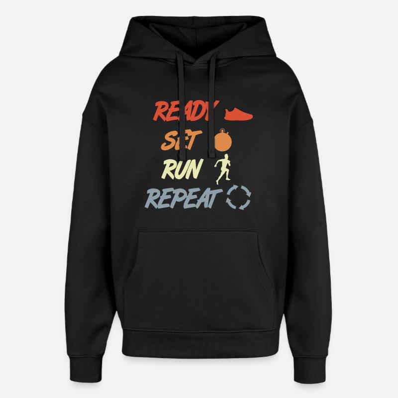 Attention: Terminé, exécuter, répéter - Sweat à capuche unisexe Stanley/Stella Oversized - noir