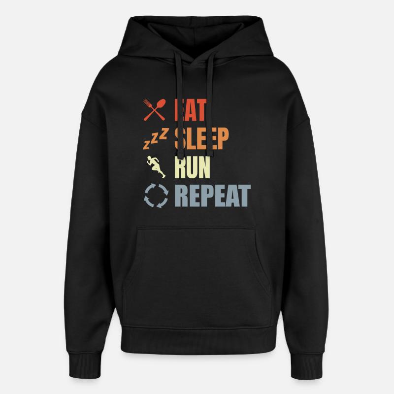 Manger, dormir, courir, répéter - Sweat à capuche unisexe Stanley/Stella Oversized - noir