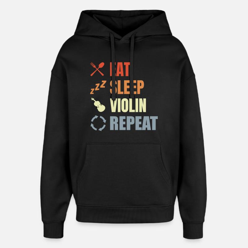 Alimentation Sommeil Violon Répétition - Sweat à capuche unisexe Stanley/Stella Oversized - noir