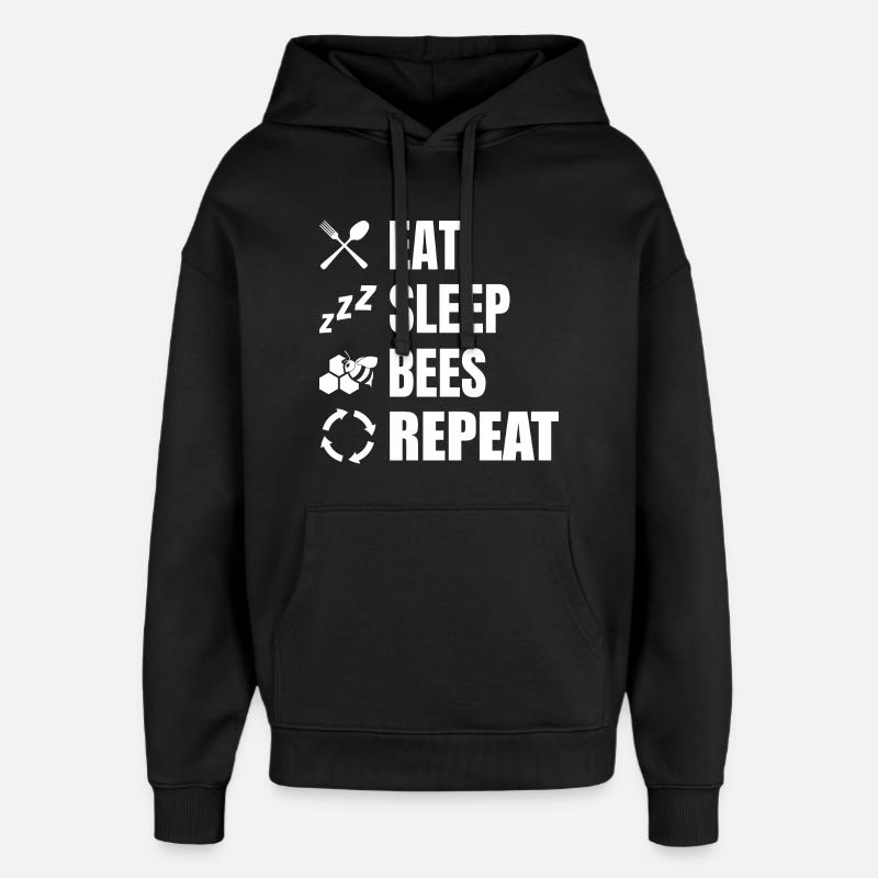 Eating, sleeping, beekeeping, repeating - Oversized Unisex Hoodie by Stanley/Stella - black