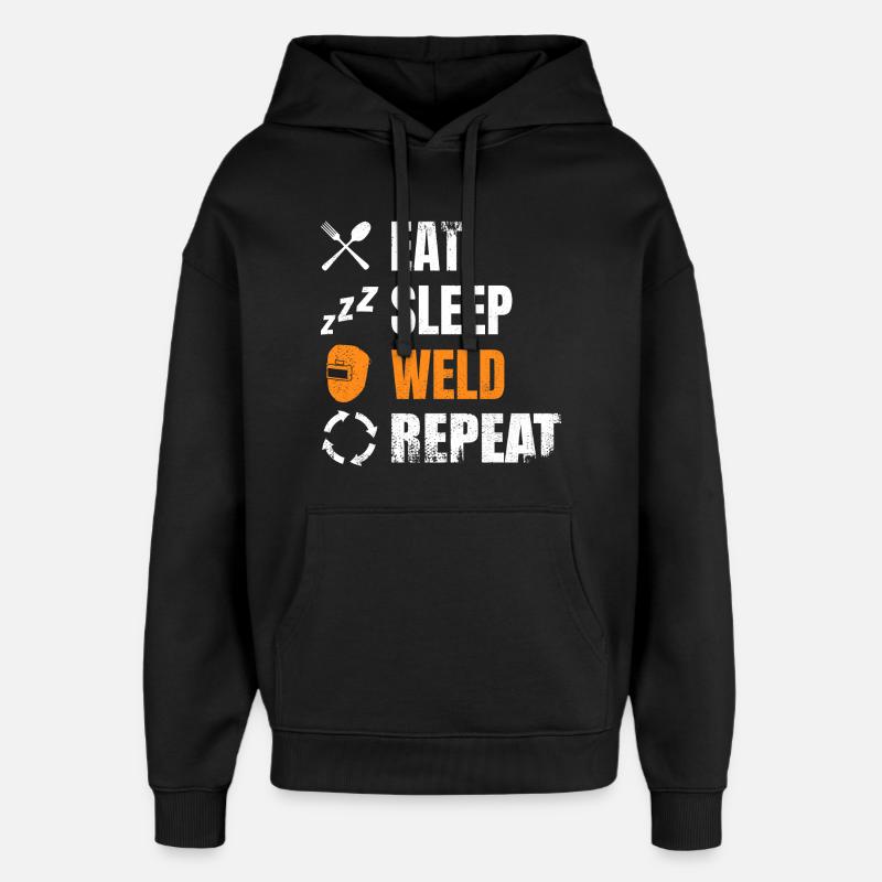 Eat, sleep, weld, repeat - Oversized Unisex Hoodie by Stanley/Stella - black