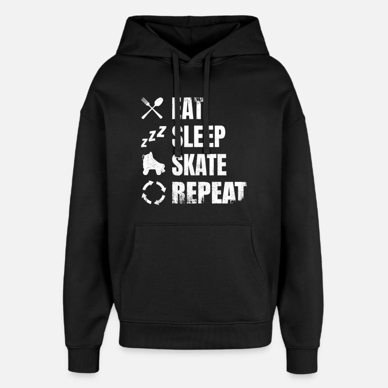 Food Sleeping Roller Skating - Oversized Unisex Hoodie by Stanley/Stella - black