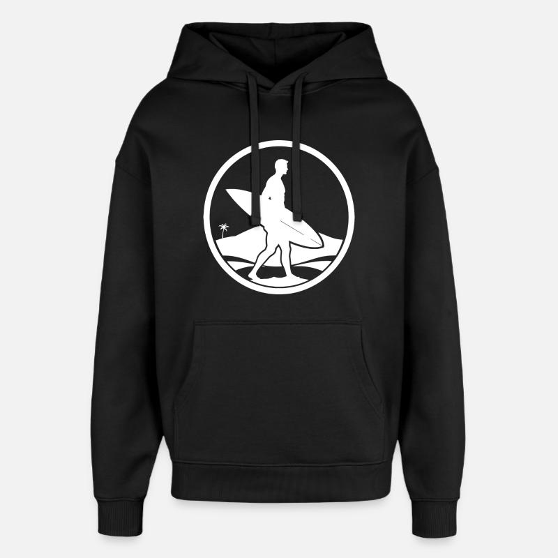 Logo du surfeur - Sweat à capuche unisexe Stanley/Stella Oversized - noir
