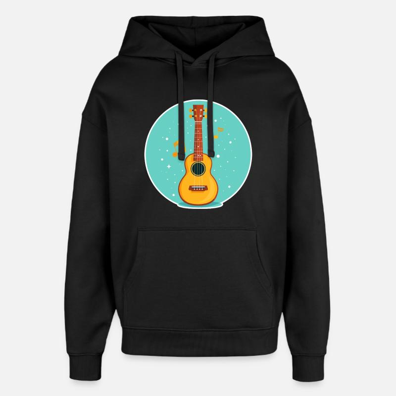 Illustration de ukulélé - Sweat à capuche unisexe Stanley/Stella Oversized - noir