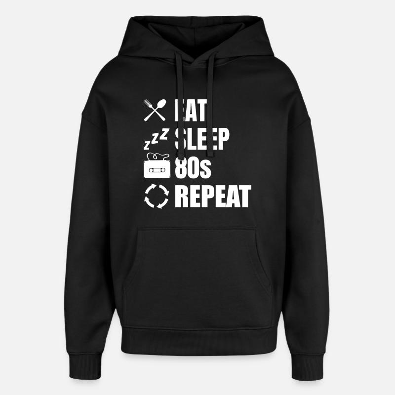Manger dormir 80s Répéter - Sweat à capuche unisexe Stanley/Stella Oversized - noir