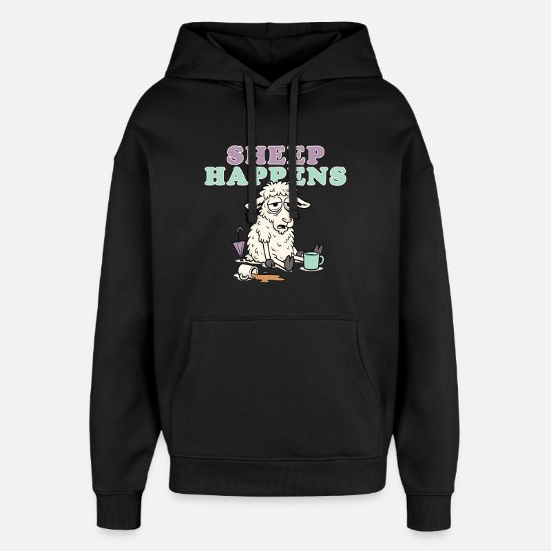Mouton Arrive Rire Pastel - Sweat à capuche unisexe Stanley/Stella Oversized - noir